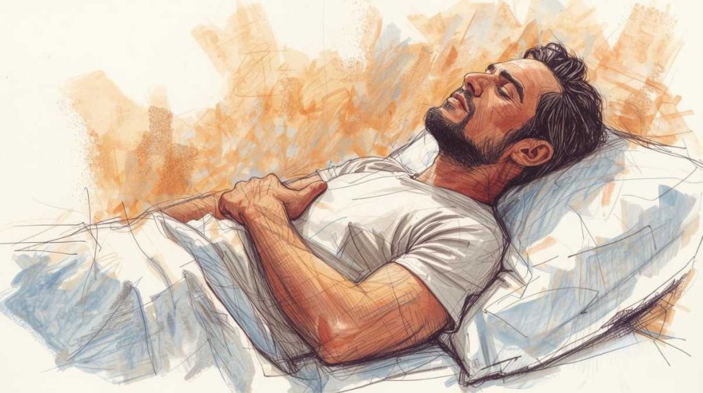 How to Build a Daily Meditation Habit - Comfort is Key. Image of a man meditating peacefully in bed