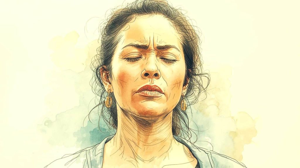 Image of a woman struggling to meditate - illustrating one of the many common meditation mistakes