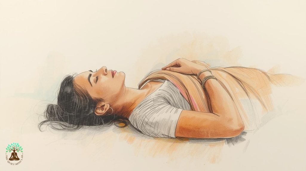 A woman practicing body scan meditation