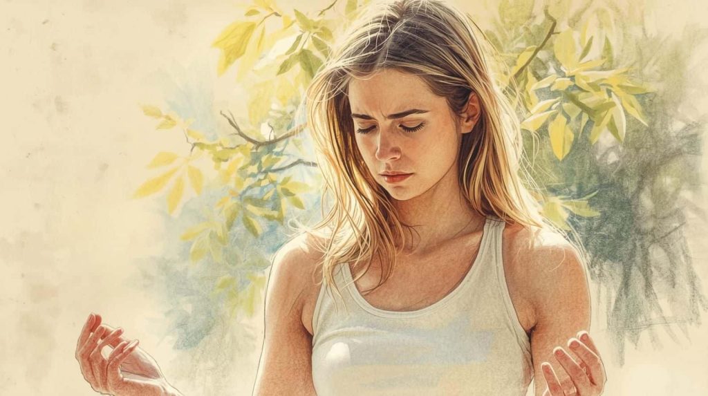 Woman meditating outdoors in soft morning light, reflecting why people search for the best time to meditate and how mindfulness can fit naturally into daily life.