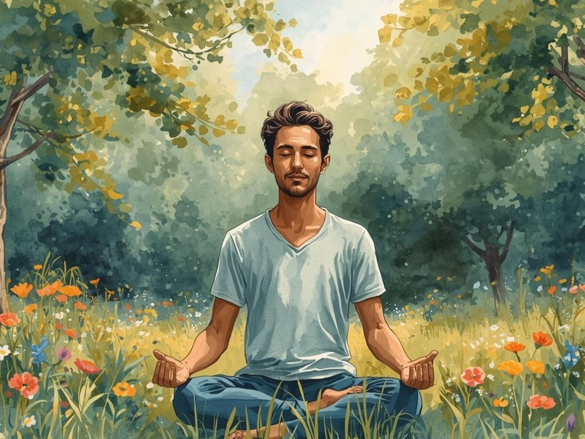 Man meditating outdoors, showing how often should you meditate as a beginner.