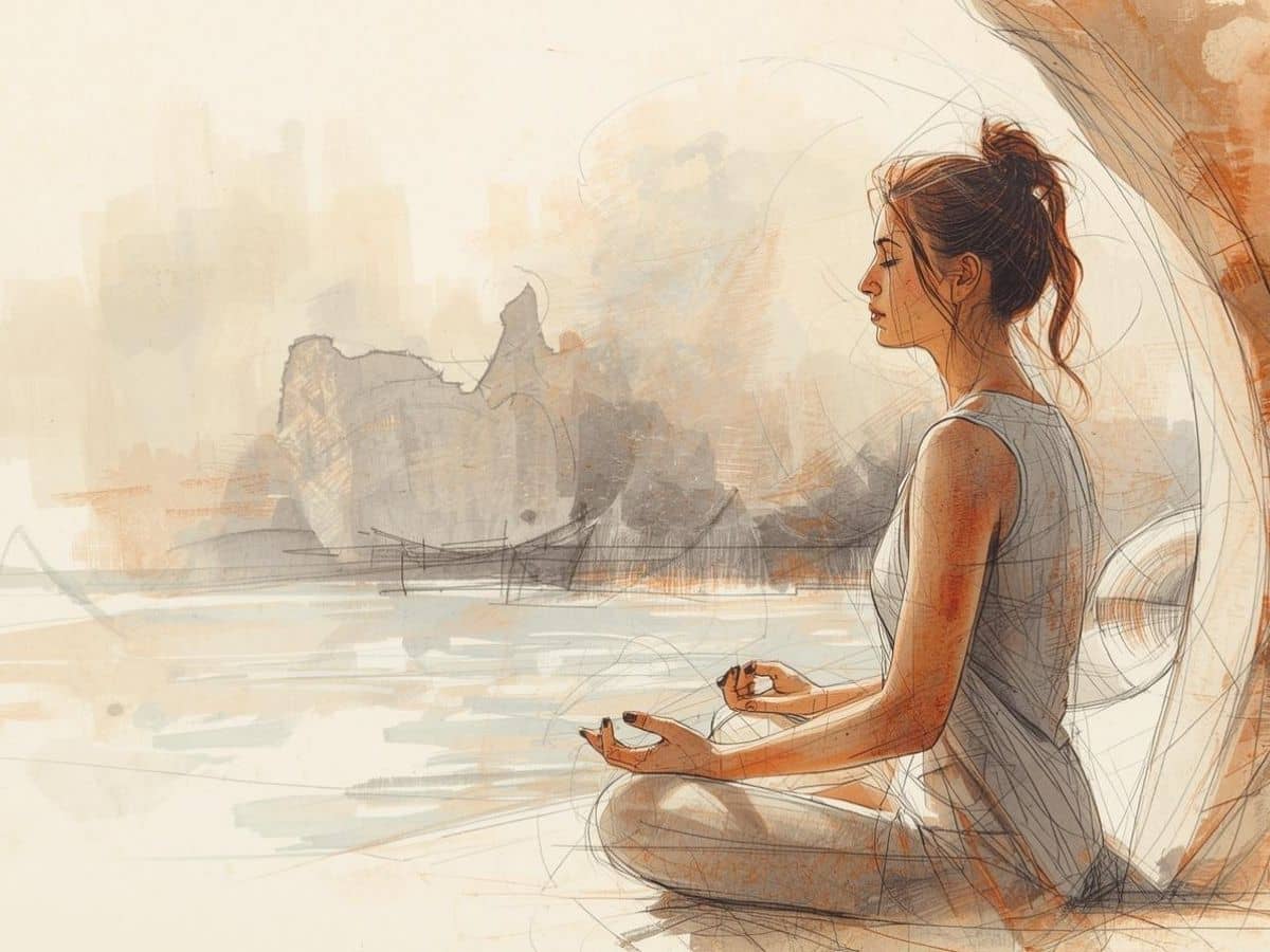 How long should you meditate, shown by a woman practicing a calm seated meditation.