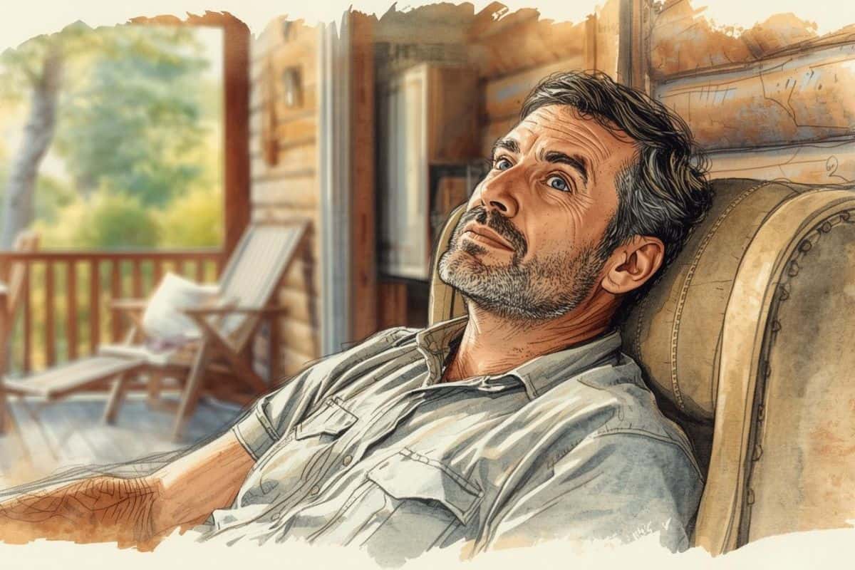 Man keeping his eyes open while meditating, showing how to meditate without falling asleep.