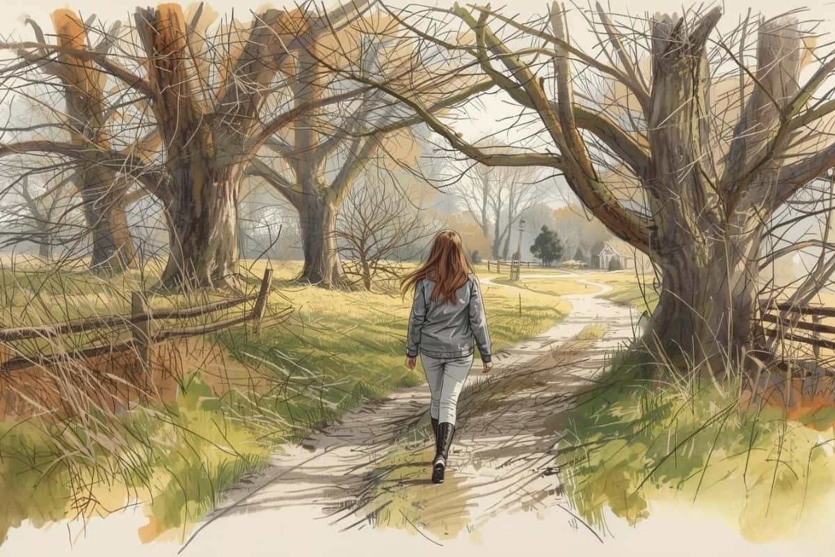 Woman walking outdoors, showing how active meditation can help you meditate without falling asleep.